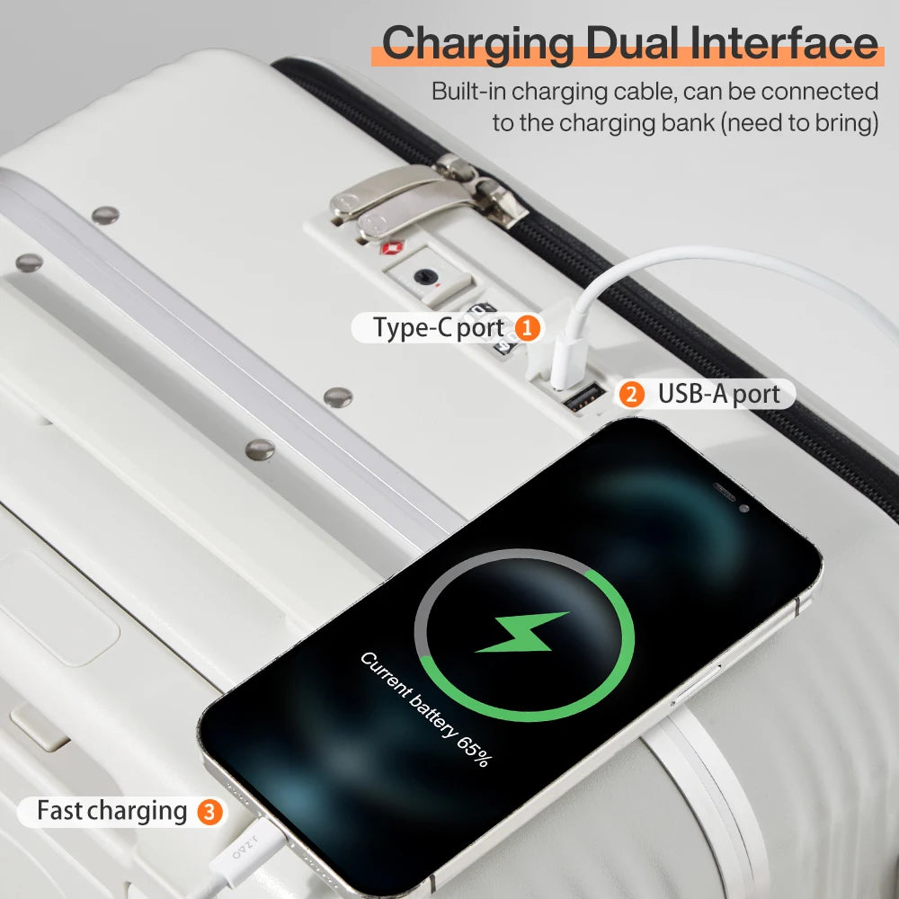 Aluminum Frame Rolling Luggage with USB Portand Phone Holder