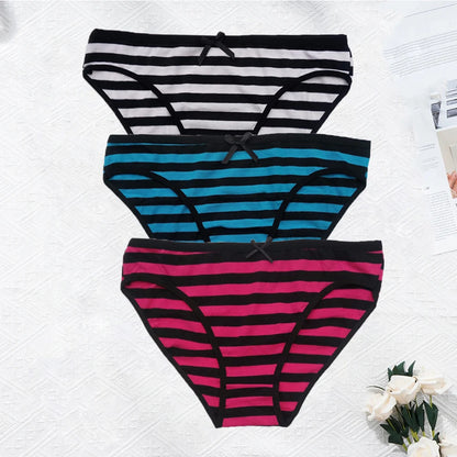 YOUREGINA Striped Seamless Cotton Briefs 3Pk