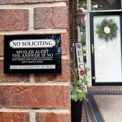 Funny & Vintage Metal "No Soliciting" Door & Wall Sign