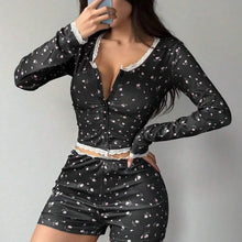Floral Print Long Sleeve Top And Shorts Sleepwear Set