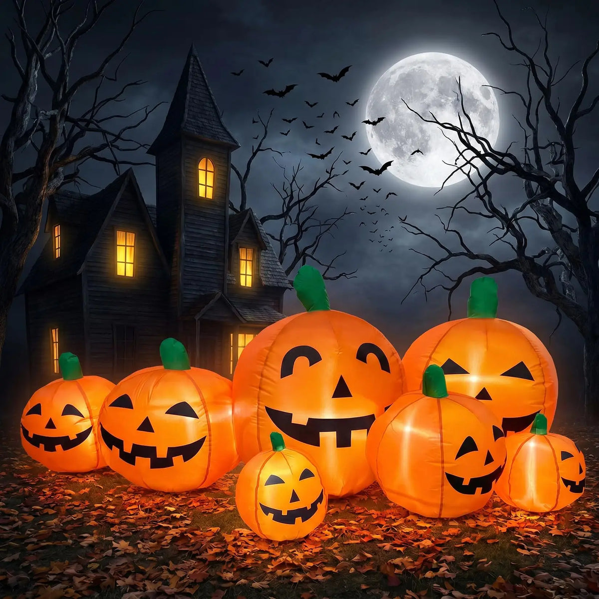 7.5ft Halloween Inflatable Pumpkin Patch Decor with LED Lights