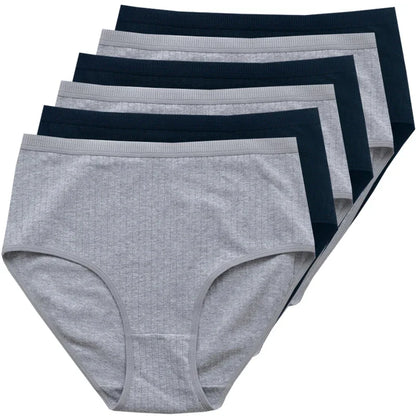 Chen Asta Women's Cotton High-Waist Briefs (6-Pack) - Breathable Plus Size Panties