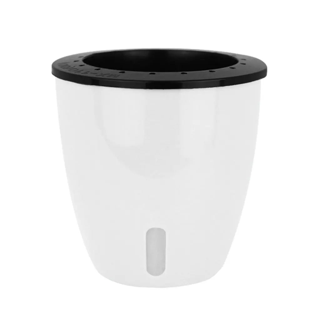 Self-Watering White Plastic Planter Pot (13x13cm)