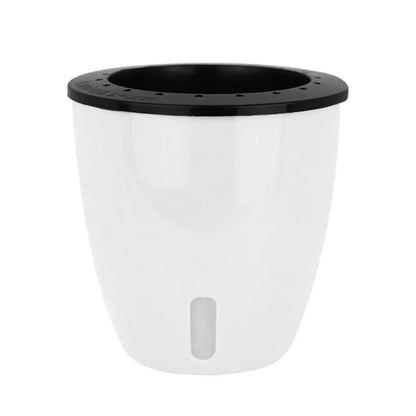 Self-Watering White Plastic Planter Pot (13x13cm)