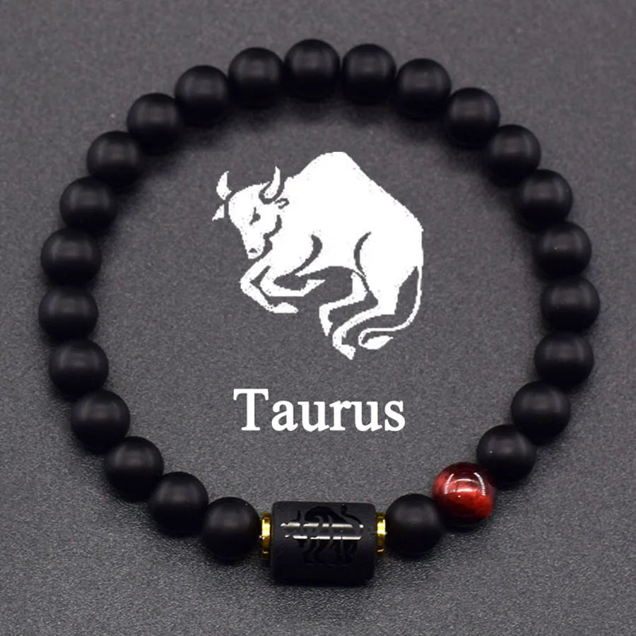 Natural Tiger Eye 12 Zodiac Bead Bracelet