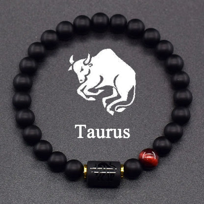 Natural Tiger Eye 12 Zodiac Bead Bracelet