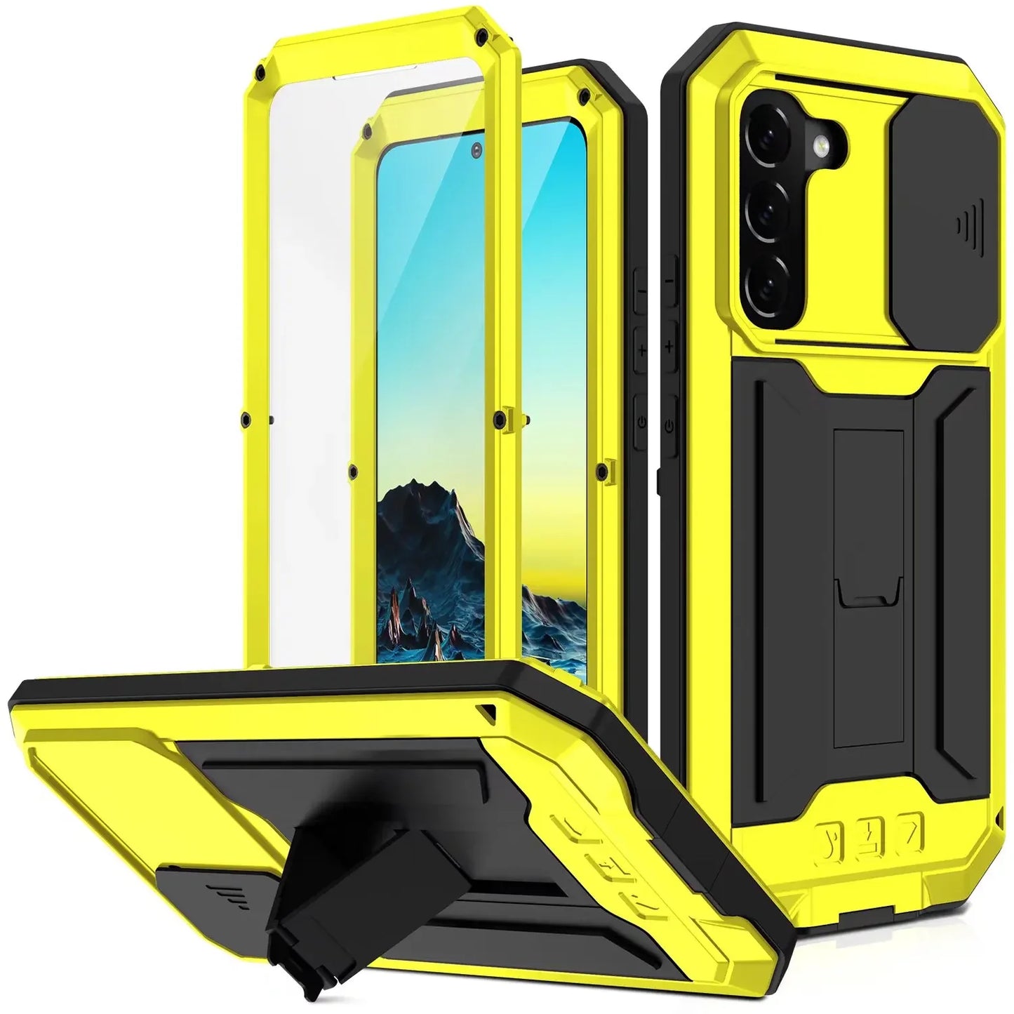 Military Grade Rugged Case for Samsung Galaxy S Series with Kickstand & Camera Cover
