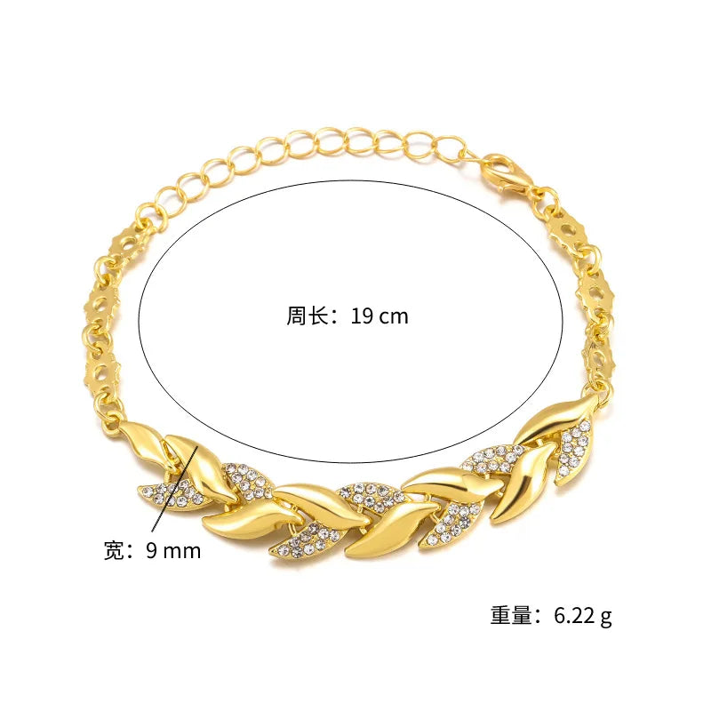 Braided Leaf Crystal Bracelet