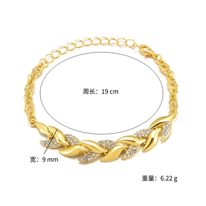 Braided Leaf Crystal Bracelet