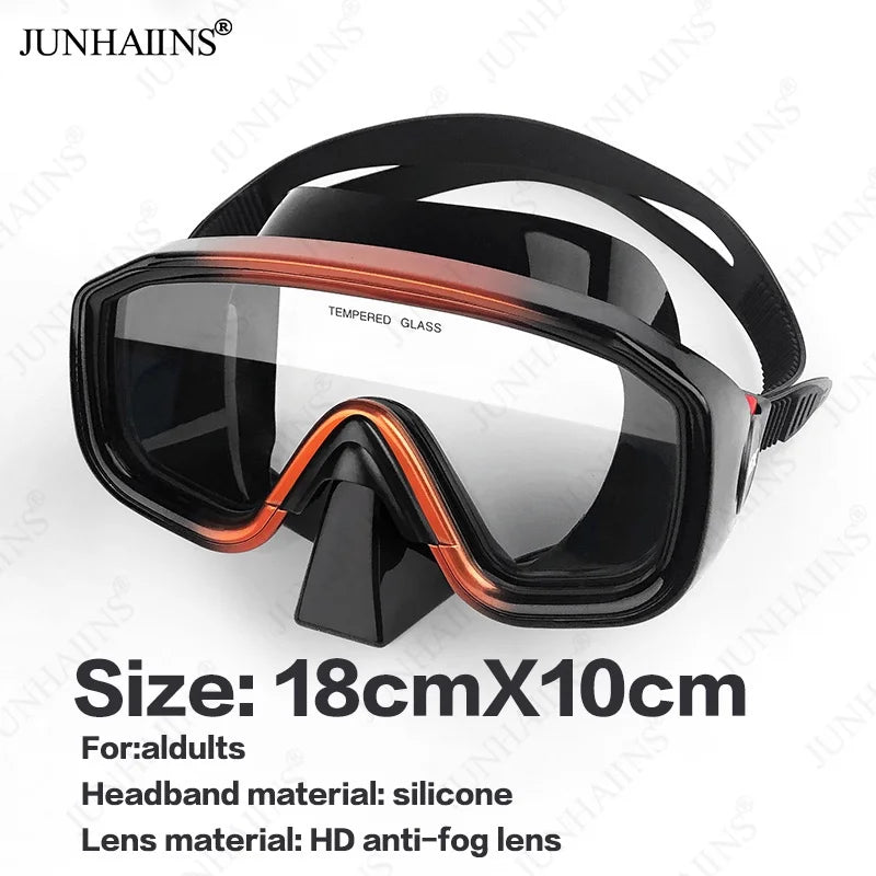 JUNHAINS Anti-fog Tempered Glass Breathing Tube and Mask Snorkeling Set