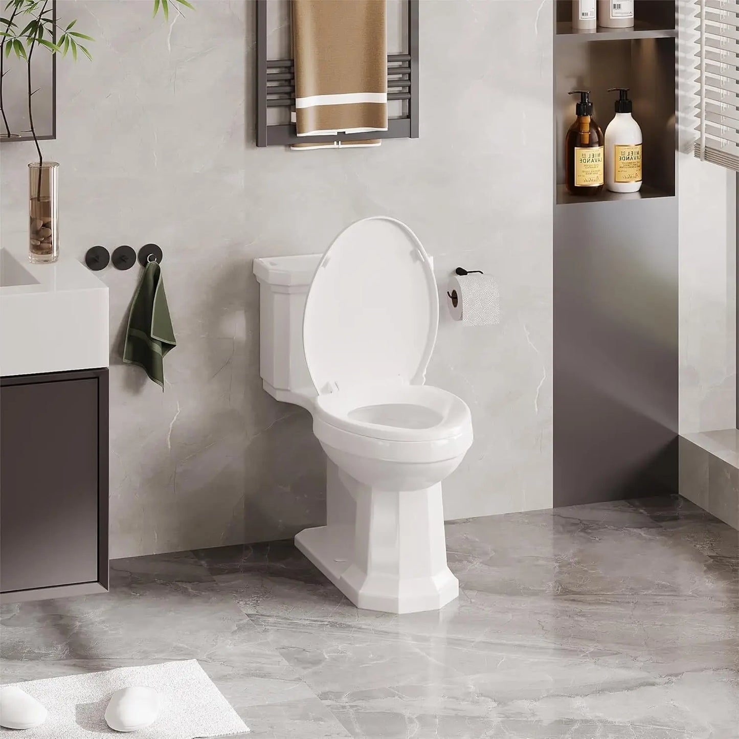 White Quiet-Close Toilet Seat with Built-in Toddler Potty Training Seat