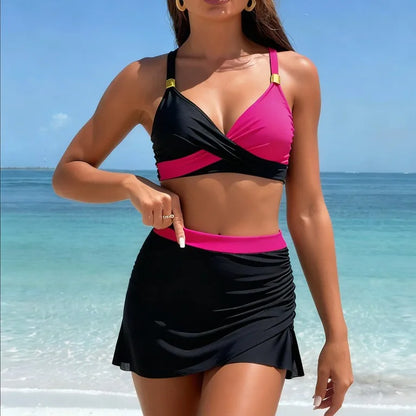 Two-Piece Swimsuit with Mesh Skirt