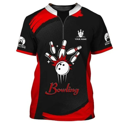 Men's Custom Name Bowling Pins Performance Jersey Shirt