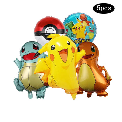 Pokemon Pikachu Theme Aluminum Foil Balloons Set, Anime Birthday Party Decoration Props