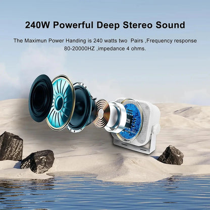 Herdio 4" Waterproof Marine Speakers with Bluetooth Amplifier Kit for Boat, Garden & Patio