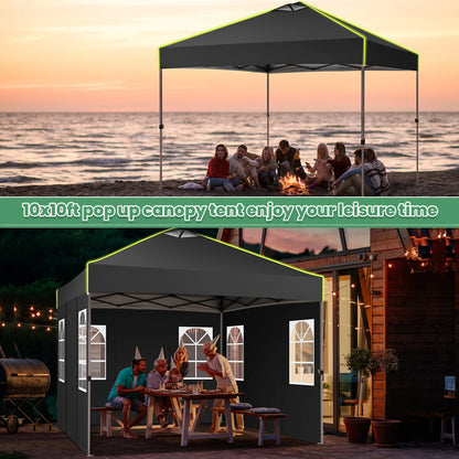 COBIZI 10x10FT Pop Up Canopy Tent with 4 Removable Sidewalls
