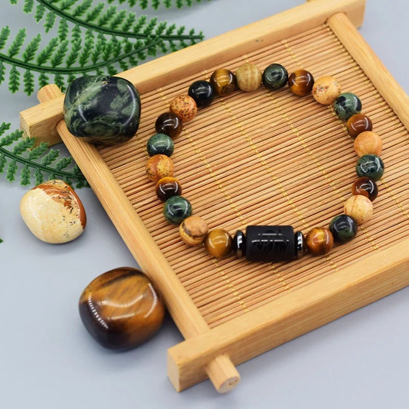 Natural Tiger Eye Stone 12 Zodiac Constellation Bead Bracelet