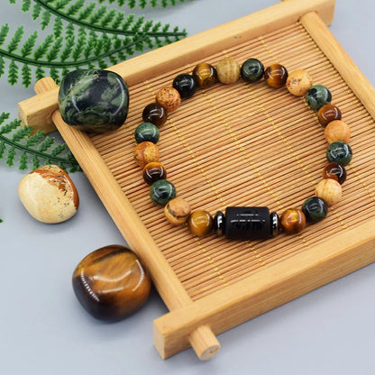 Natural Tiger Eye Stone 12 Zodiac Constellation Bead Bracelet