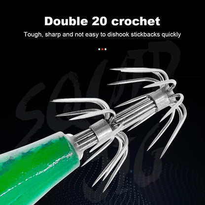 Luminous 80mm Squid Jig Hook Fishing Lures (Artificial Hard Bait)