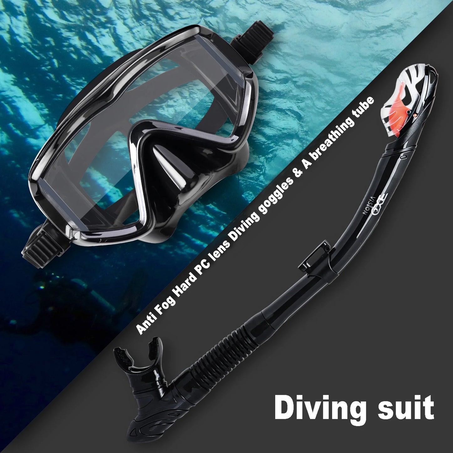 EXP VISION 3-Window Panoramic Snorkeling Mask & Dry Snorkel Set
