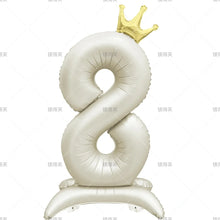 42" Colored Number Stand Foil Balloons with Crown Figures