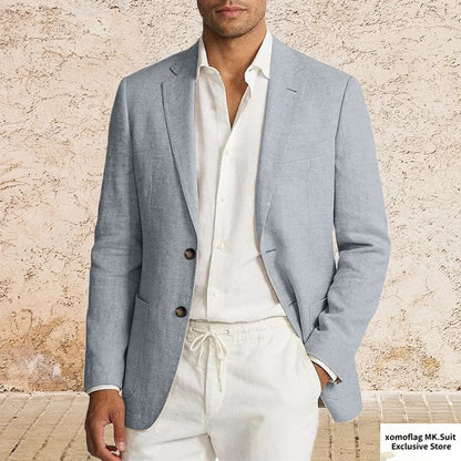 Men’s Lightweight Cotton Linen Suit Jacket – Casual Summer Beach Blazer & Sport Coat