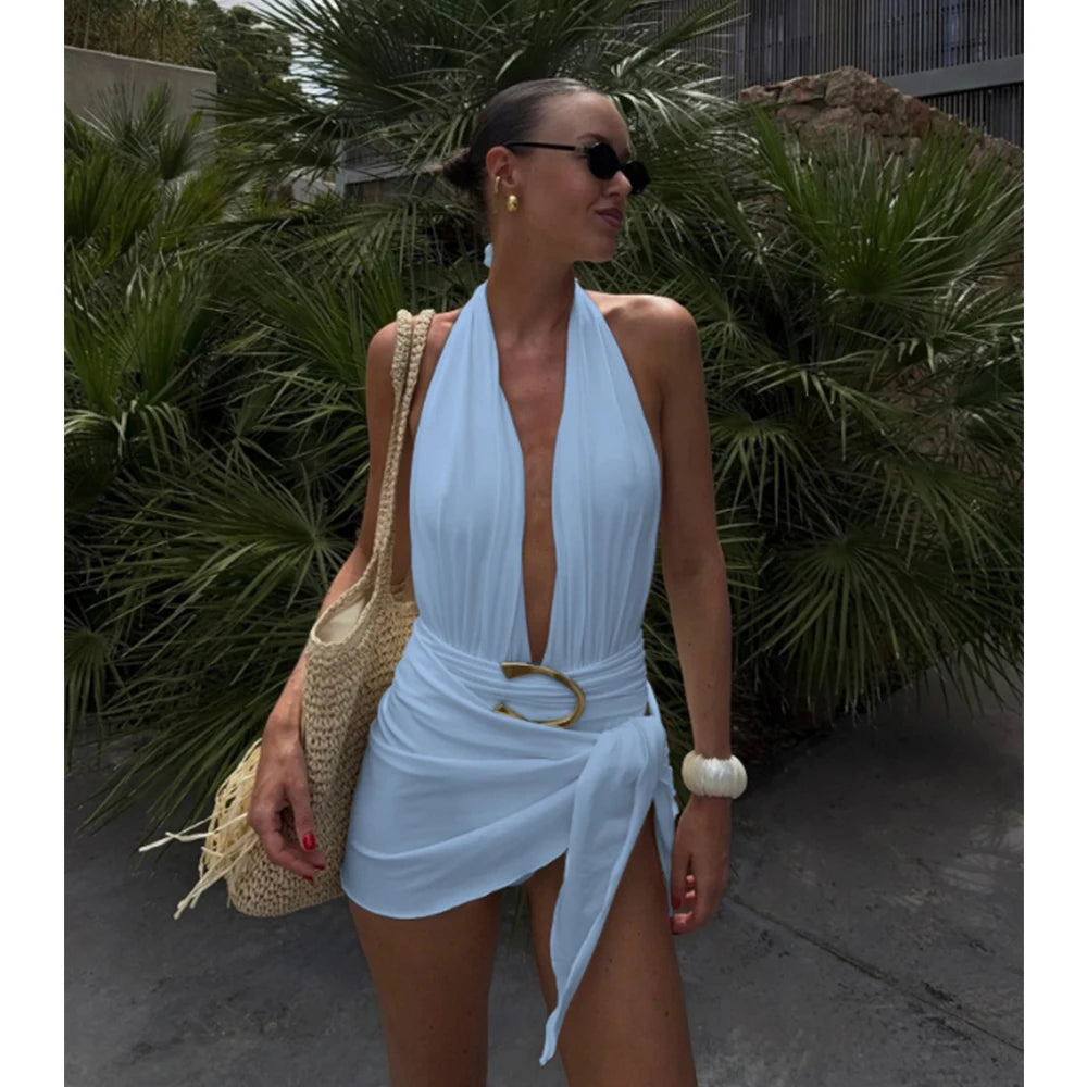Two Pieces Micro Bikini Sarong Mini Skirt