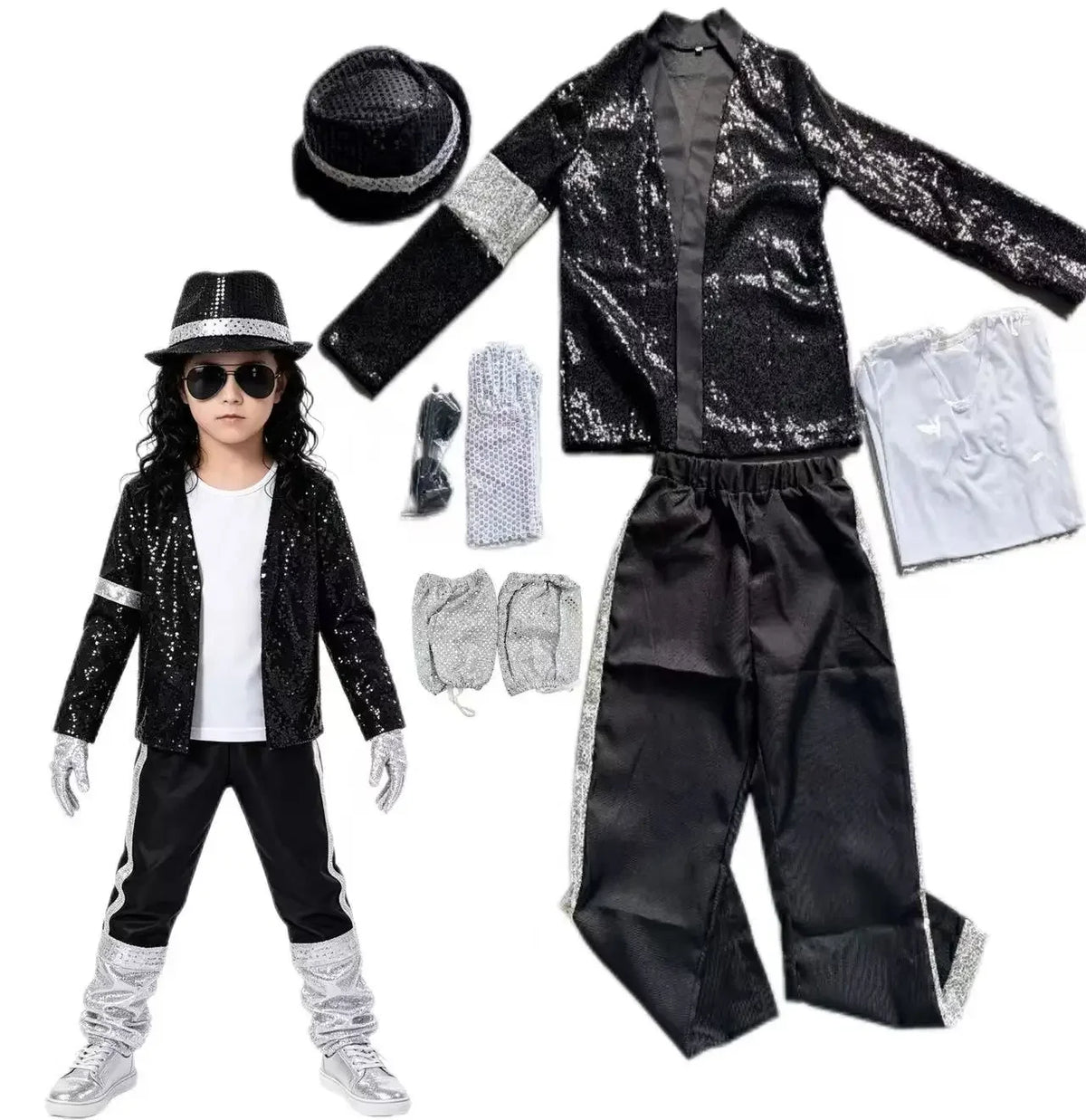 Boys' Michael Jackson Red Leather Jacket & Pants Set 