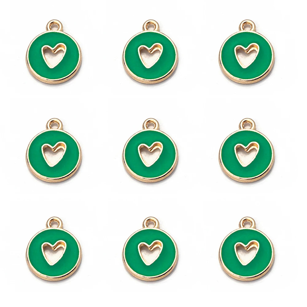 10pcs Double-Sided Enamel Heart Charms for DIY Jewelry Making