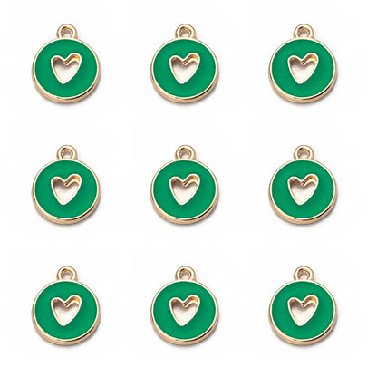 10pcs Double-Sided Enamel Heart Charms for DIY Jewelry Making