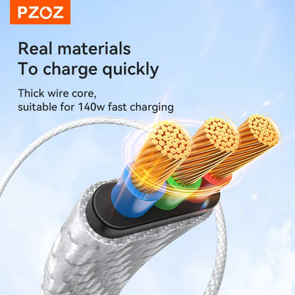 PZOZ 140W 4-in-1 Fast Charging Cable with TF Card Reader & Digital Display