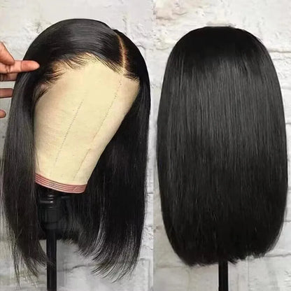 13x4 HD Transparent Lace Front Short Straight Bob Wig (100% Human Hair)