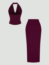 Sleeveless Neck Swing Top + Split Half Long Skirt Set