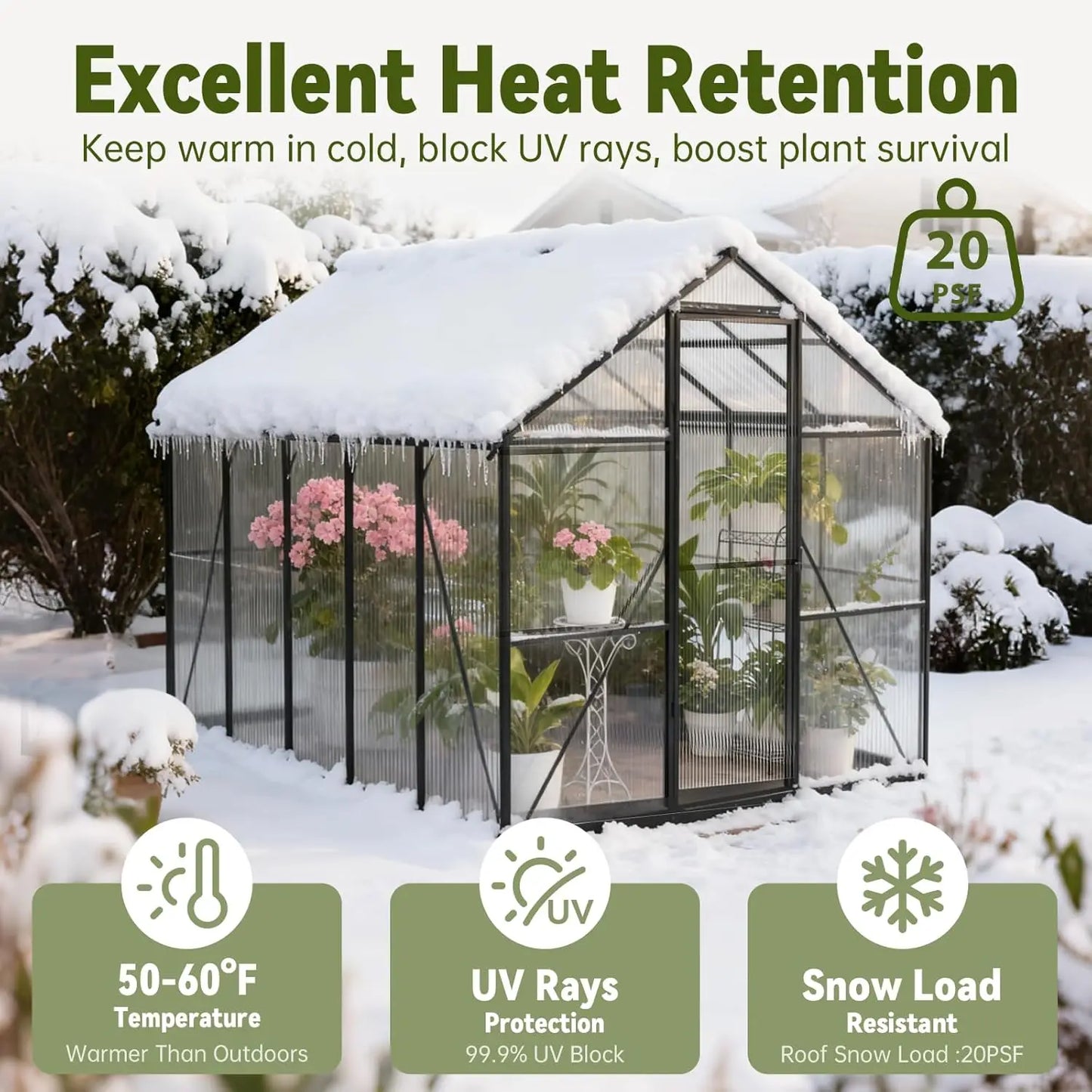 Greenhouse with Hygrometer Reinforced Aluminum