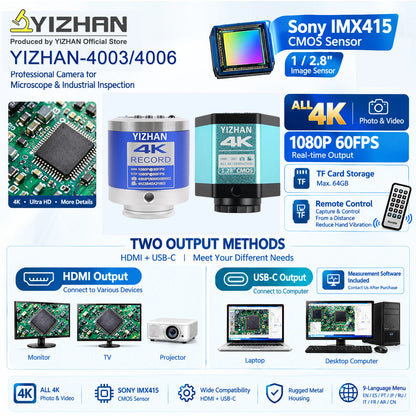 YIZHAN 48MP 4K Electronics Soldering Microscope with 1-150X Lens & HDMI/USB Camera