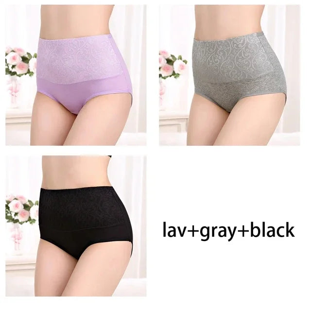High-Waist Tummy Control Cotton Briefs 3-Pack