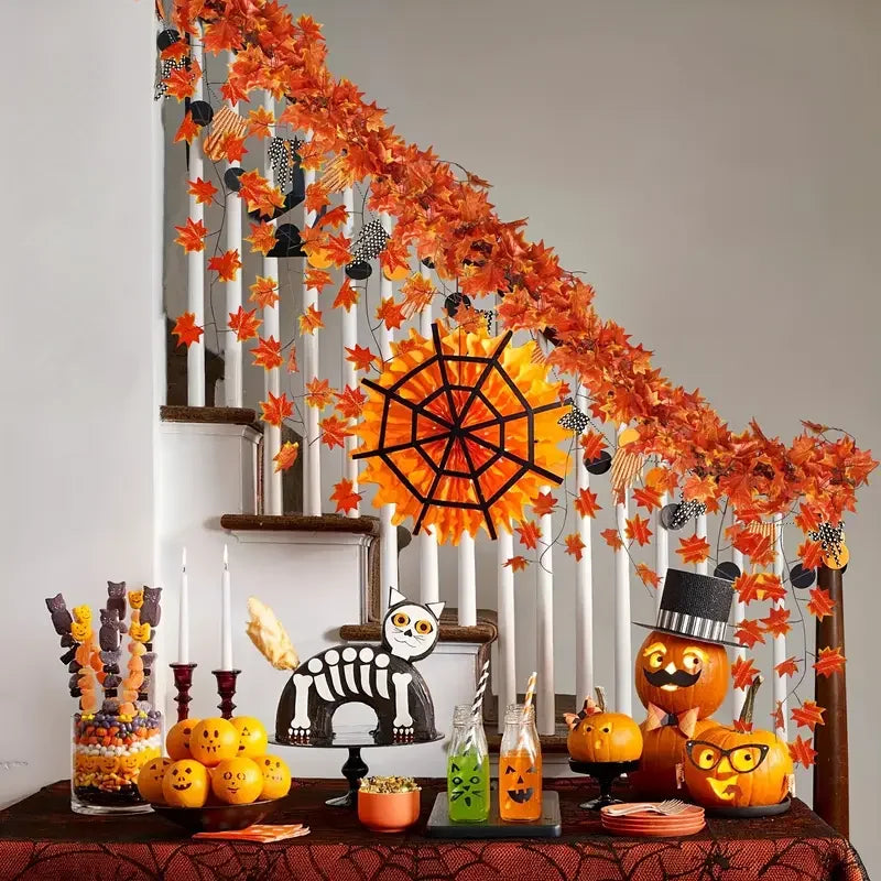 Artificial Autumn Maple Leaf Hanging Garland