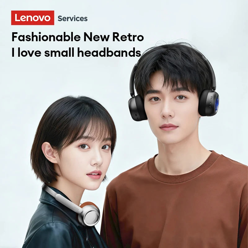 Lenovo Retro Wireless Bluetooth 6.0 Over-Ear Headphones with LED Lighting
