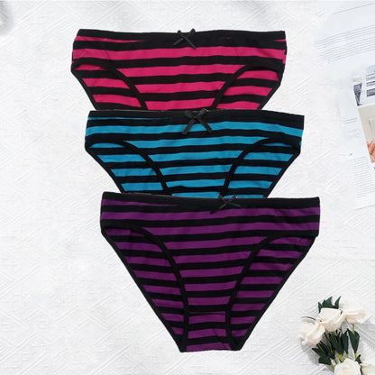 YOUREGINA Striped Seamless Cotton Briefs 3Pk