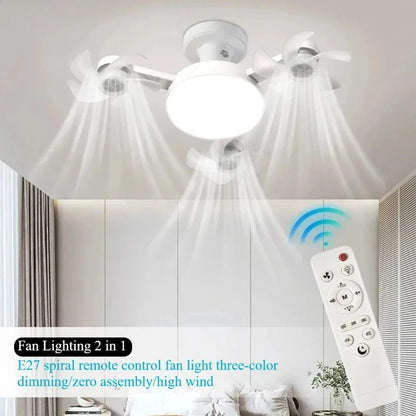 Modern Drone-Style LED Ceiling Fan Light with Remote Control & Dimmable Colors