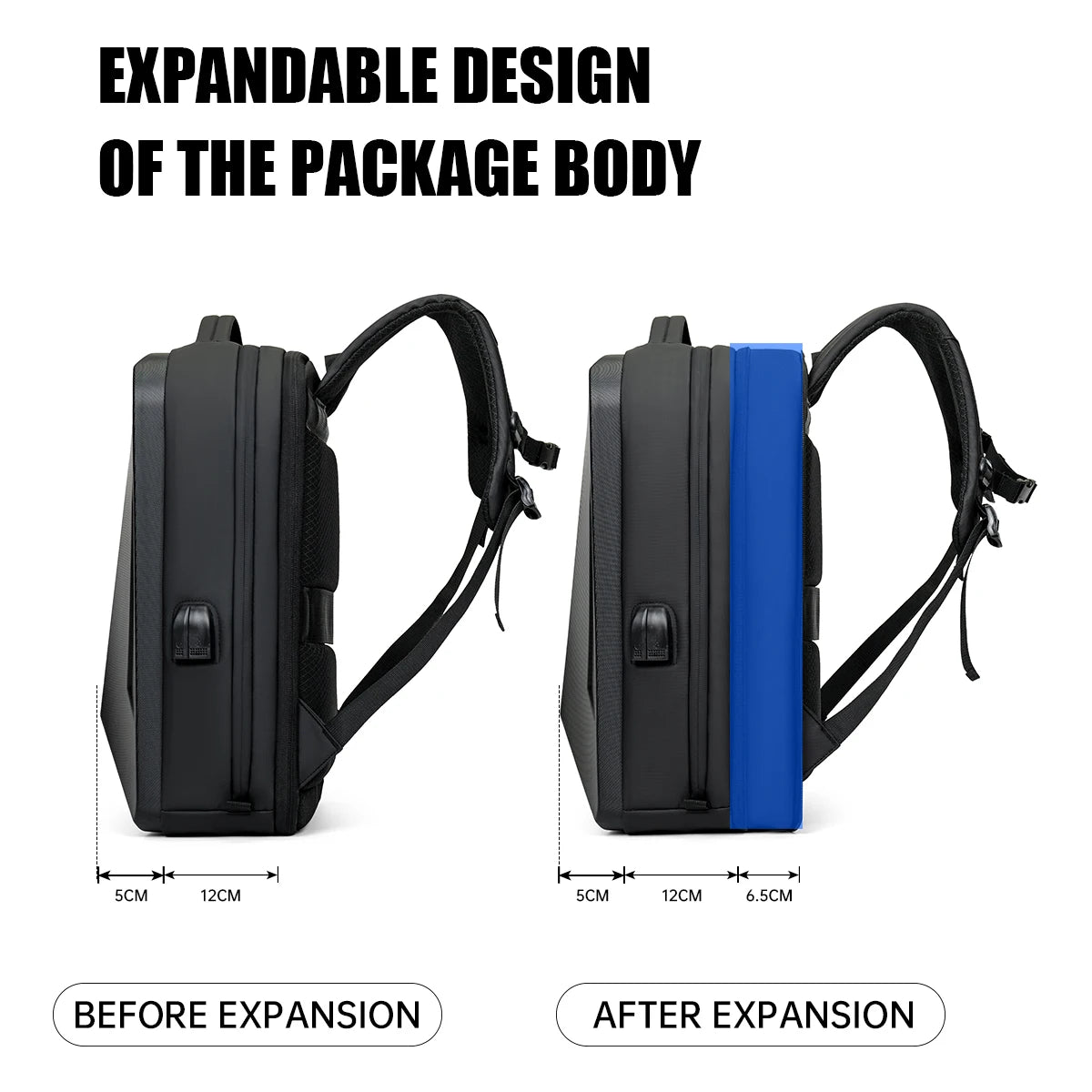 Expandable Computer Hard Shell Backpack