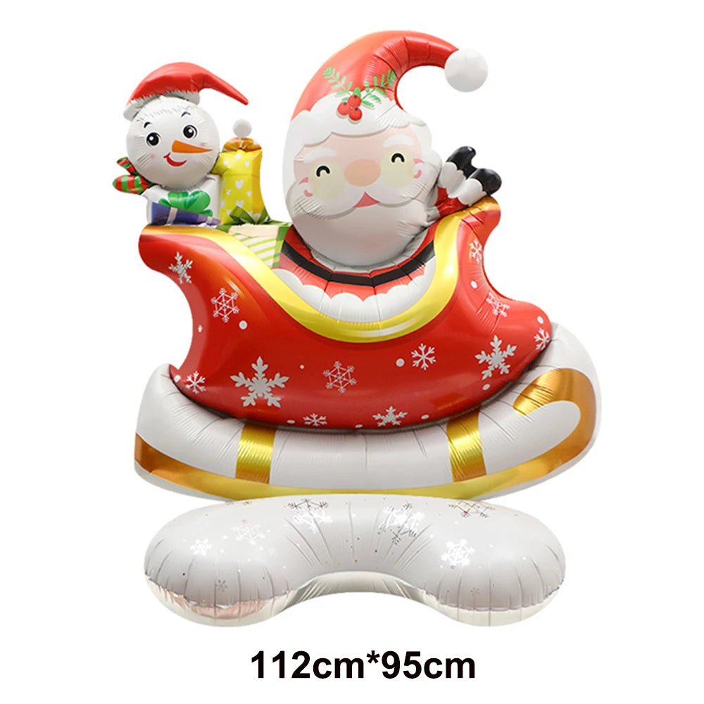 Large Standing 4D Foil Christmas Balloon - Inflatable Holiday Decor with Base