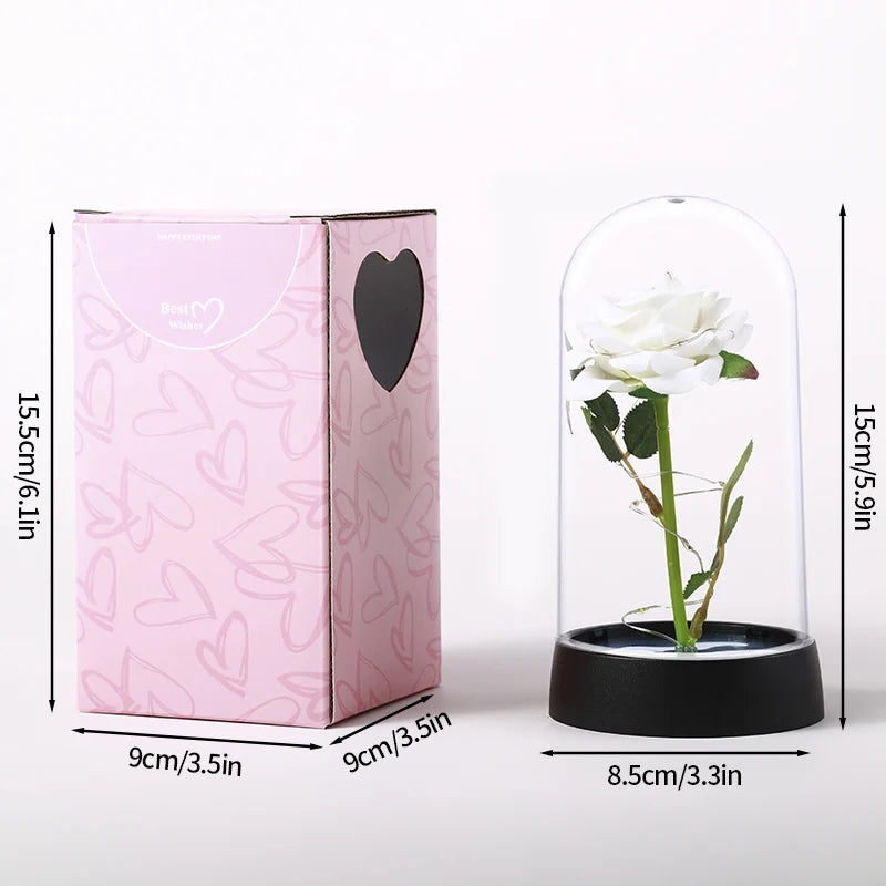 Artificial Eternal Rose LED Light in Glass Cover
