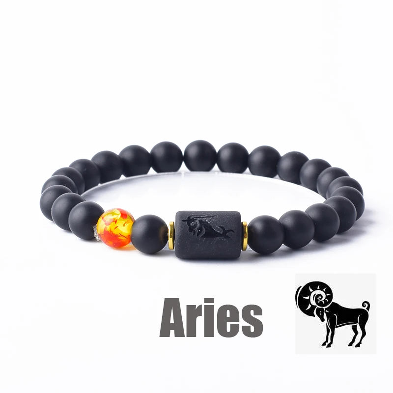 12 Zodiac Sign Constellation Beaded Charm Bracelet