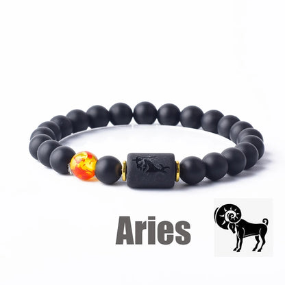 12 Zodiac Sign Constellation Beaded Charm Bracelet