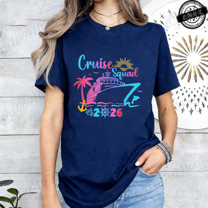 Women’s Cruise Squad 2026 Graphic T-Shirt – Casual Vacation Short Sleeve Tee