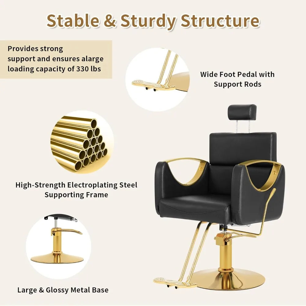 360° Swivel Hair Stylist Barber Chair with Headrest