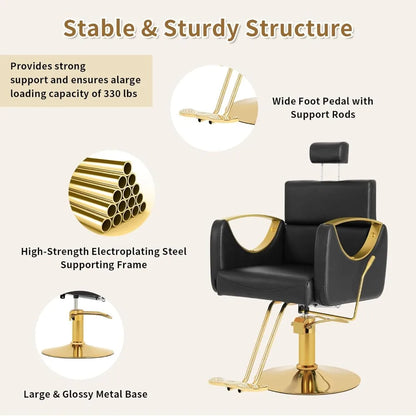 360° Swivel Hair Stylist Barber Chair with Headrest