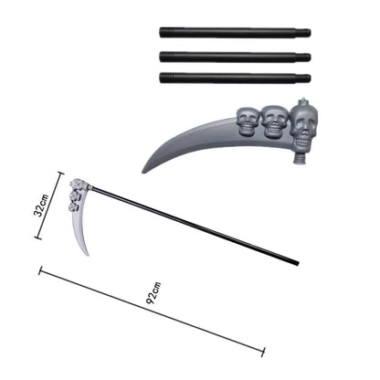 Kids' Grim Reaper Costume – Red-Eyed Hooded Robe with Glowing Glasses & Scythe Set