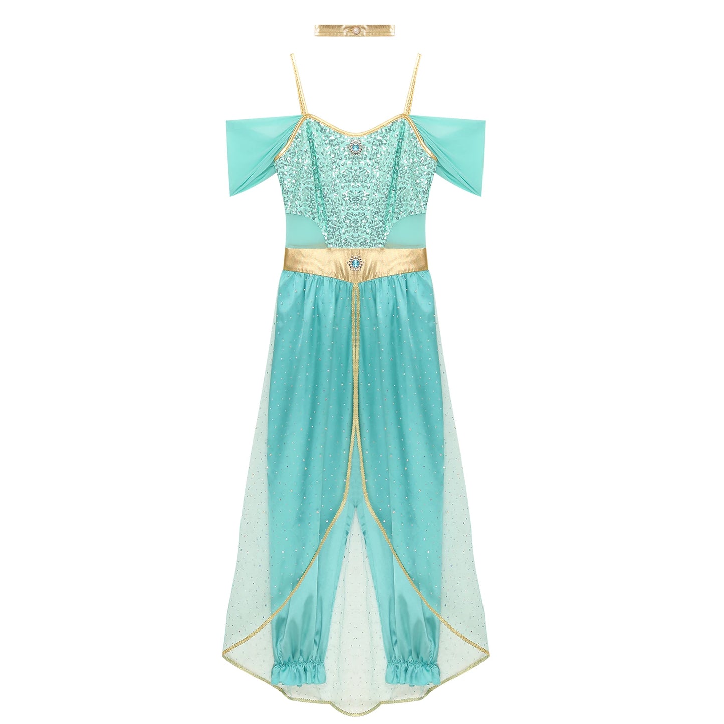 Women's Arabian Princess Sequin Jumpsuit Cosplay Costume